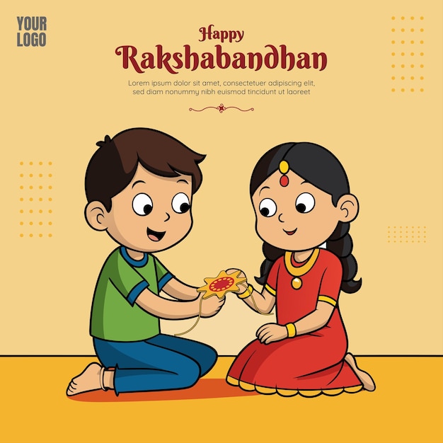 Feliz rakshabandhan desenho animado vetorial de postagem de mídia social
