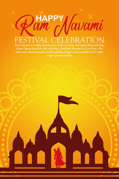 Feliz ram navami cultural banner festival hindu vertical post desejos carta de celebração ram navami