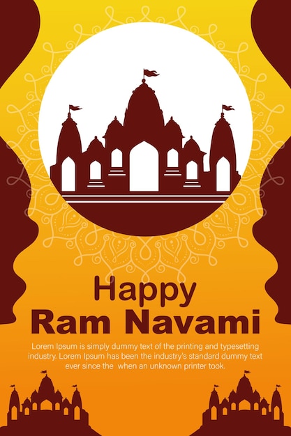 Vetor feliz ram navami cultural banner festival hindu vertical post desejos carta de celebração ram navami