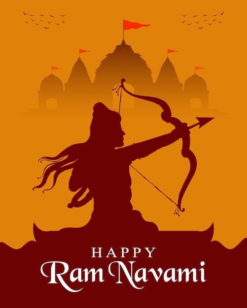 Vetor feliz ram navami festival hindu indiano design de postagem de mídia social