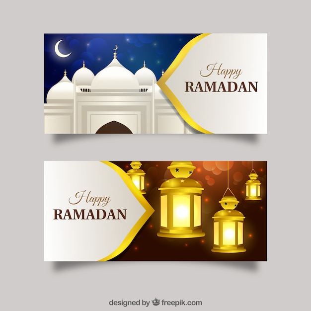 Vetor feliz ramadan banners