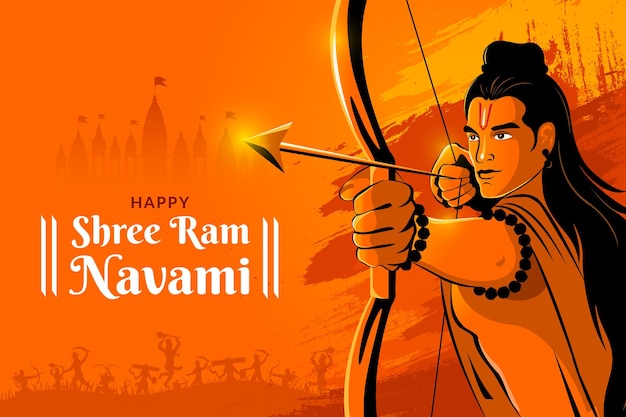 Feliz Shri Ram Navami Lord Shri Ram com flecha de arco