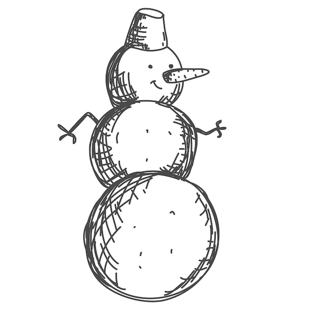 Feliz snowman winter desenhado à mão