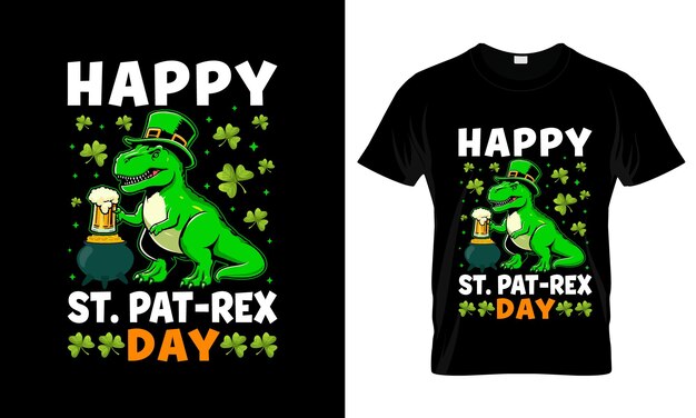 Feliz st pat rex dia colorido t-shirt gráfico stpatricks dia t-shirt design