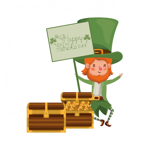 Feliz st rótulo de dia de patricks com caráter de duende