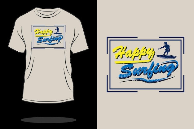 Feliz surf design de camiseta retrô