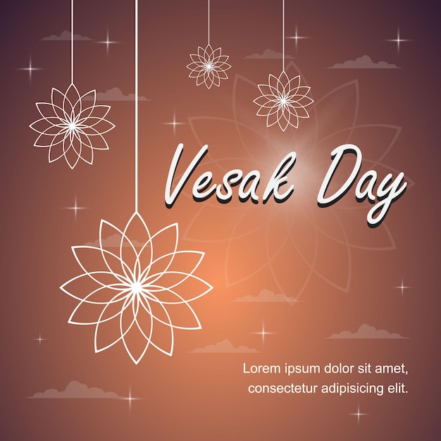 Vetor feliz vesak day brown background com ilustração de uma flor de lótus