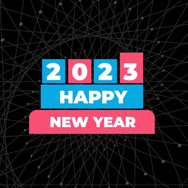 Feliz vetor de design de banner de ano novo 2023 para celebração