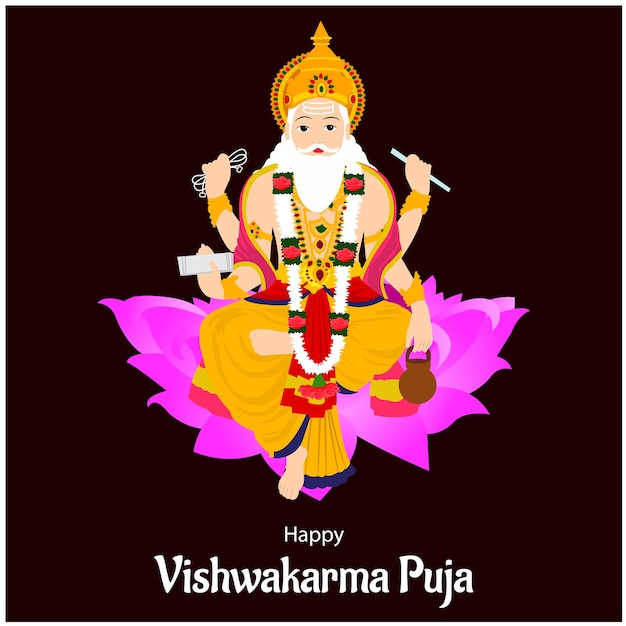 Feliz Vishwakarma Puja Indian Hindu Festival Ilustração em vetor