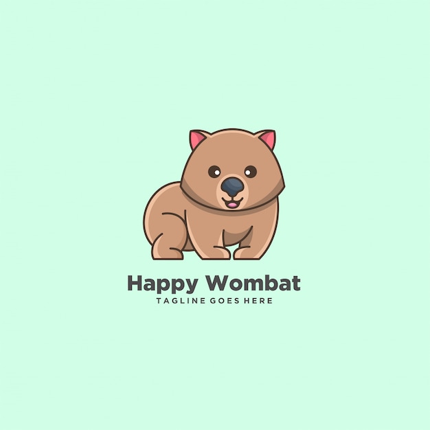 Feliz wombat bonito dos desenhos animados ilustração logotipo.