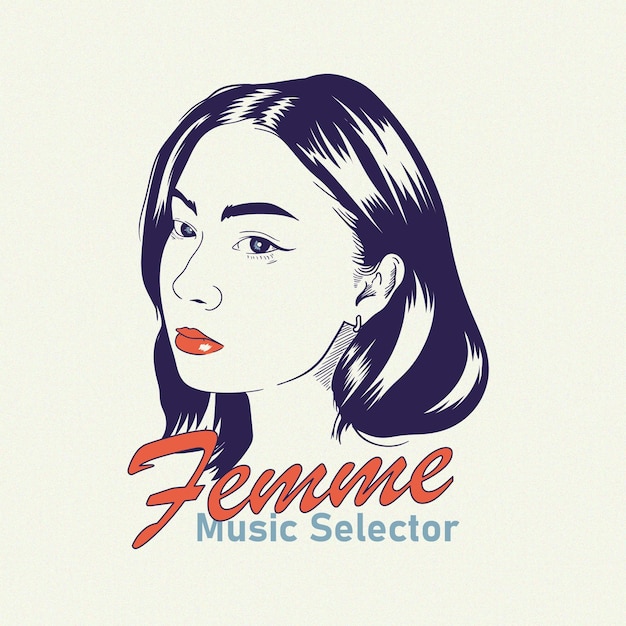 Vetor femme music selector vintage logo music