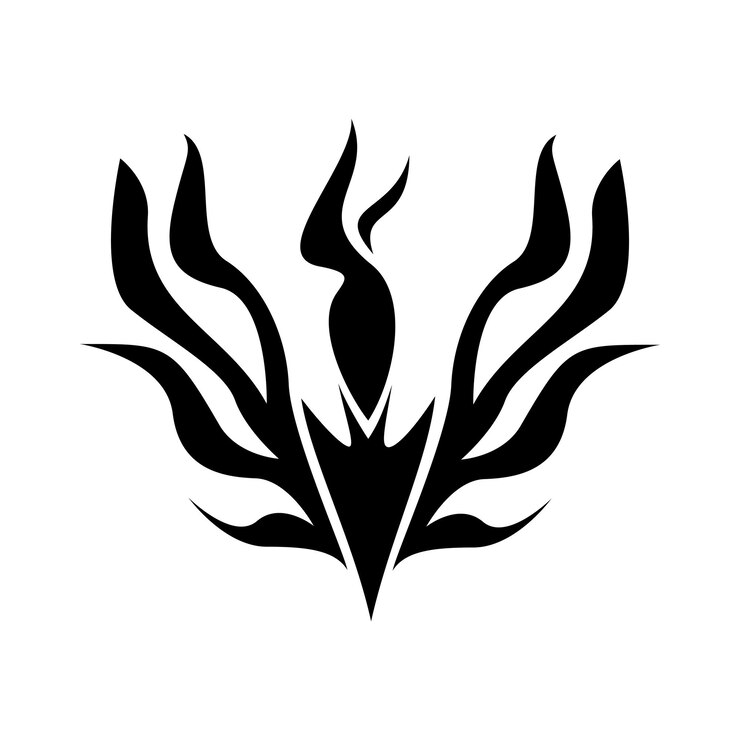 Vetor fênix silhueta design pássaro de fogo na mitologia
