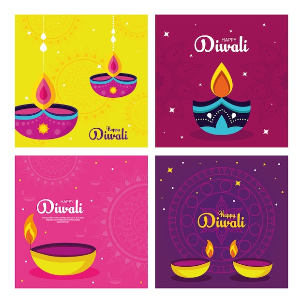 Vetor feriado do festival de diwali com decoração.