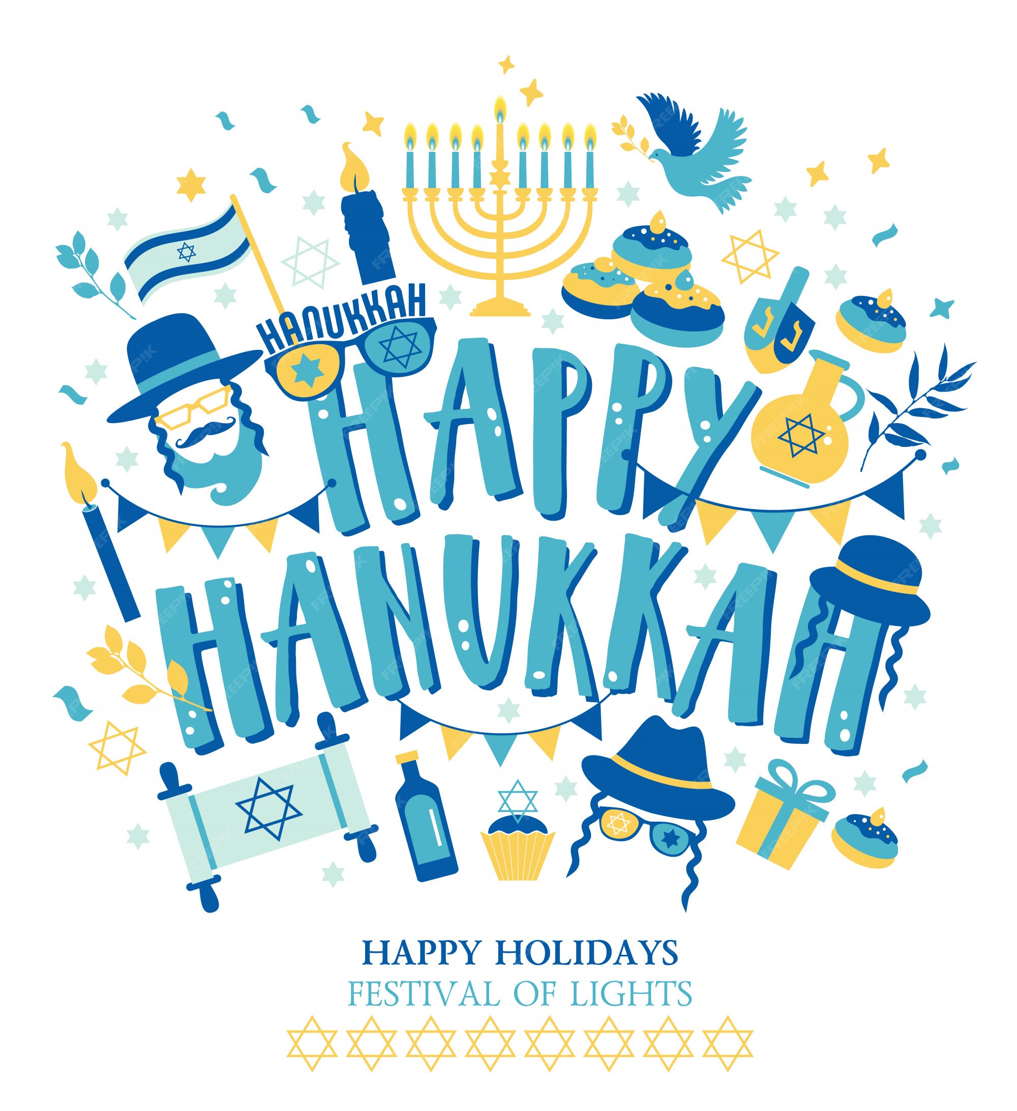 Saudação De Feriado De Hanukkah Com ícone De Pião E Texto Em Inglês Modelo  para download gratuito no Pngtree