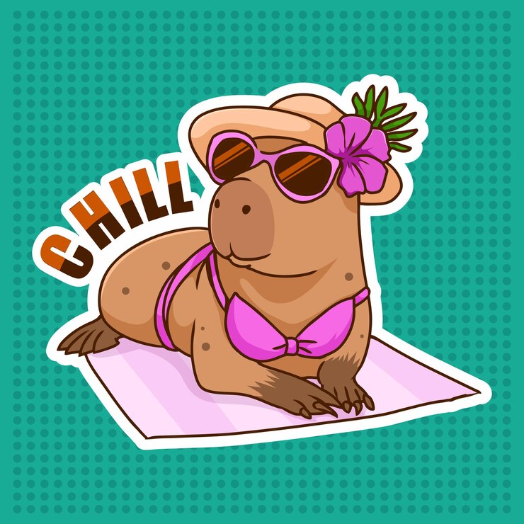Vetor férias de verão chill capybara