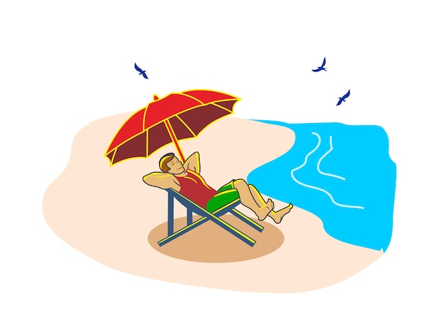 férias na ilustração de praia tropical