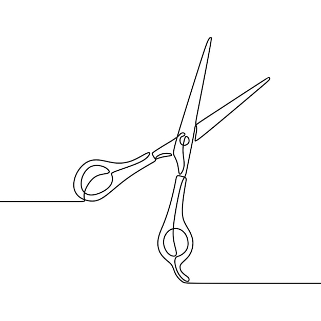 Ferramenta de tesoura oneline arte de linha única contínua