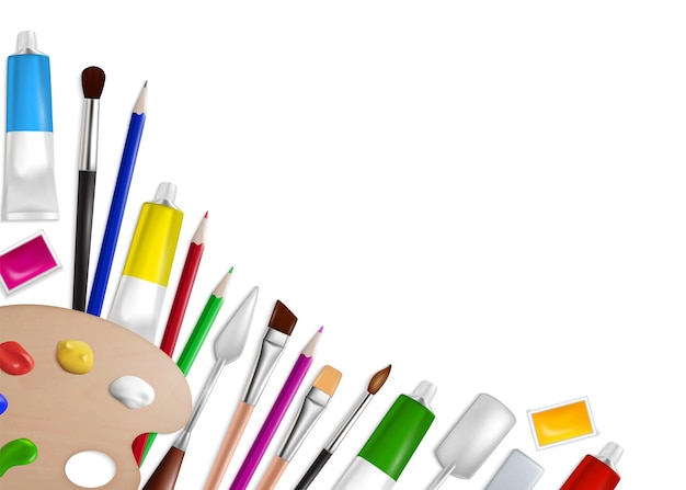 Ferramentas de arte e suprimentos conceito de vetor para página de site de banner da web