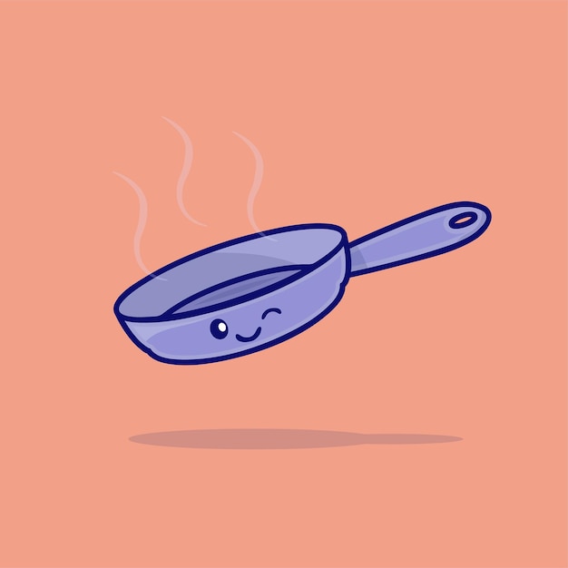Ferramentas de cozinha de cozinha vector ilustração de panela de personagem fofa
