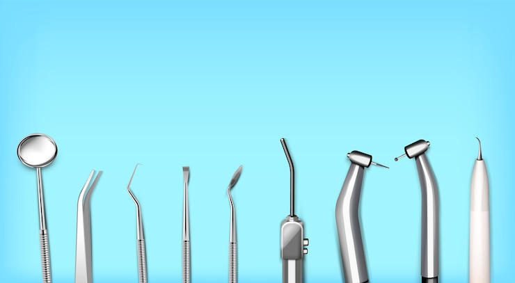 Vetor ferramentas de dentistas composição realista
