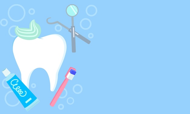Ferramentas de higiene dental com ilustrações de dentes