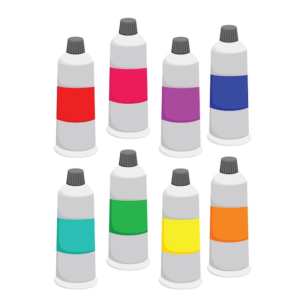 Ferramentas de pintura colorida em aquarela escola papelaria ilustração vetor clipart