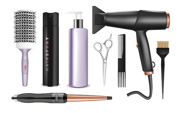 Ferramentas de salão de beleza em estilo realista