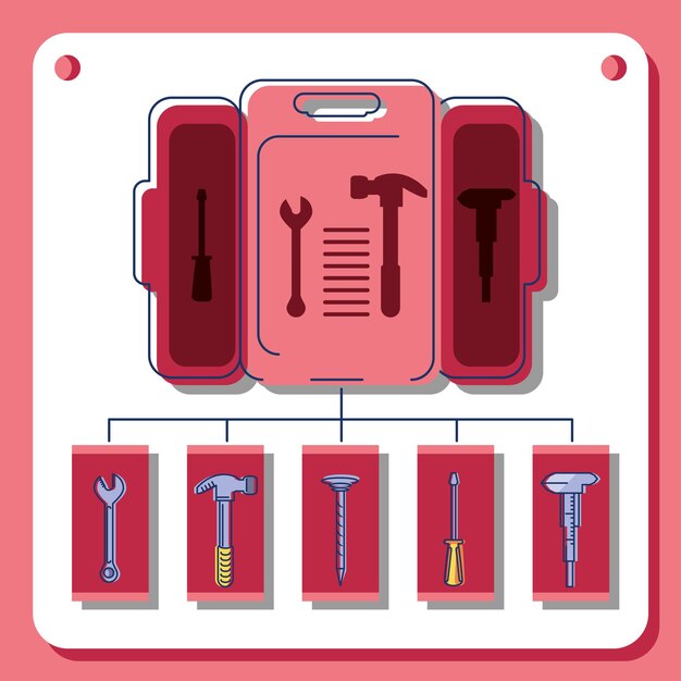 Vetor ferramentas e caixa