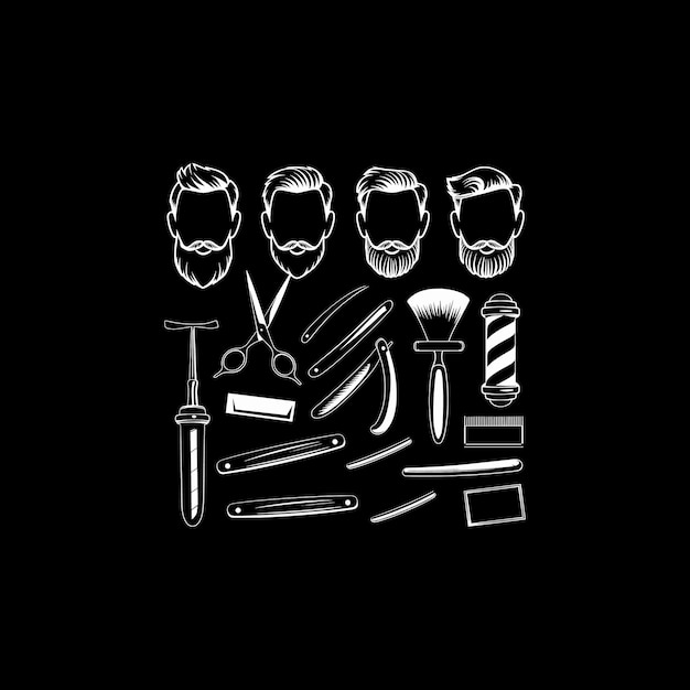 Ferramentas e penteados de barbearia