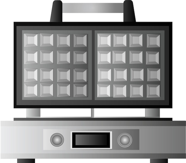 Ferro de waffle retangular. o ferro waffle elétrico é prata. ilustração em vetor de um ferro waffle para web design, isolado em um fundo branco. eletrodomésticos para a cozinha.