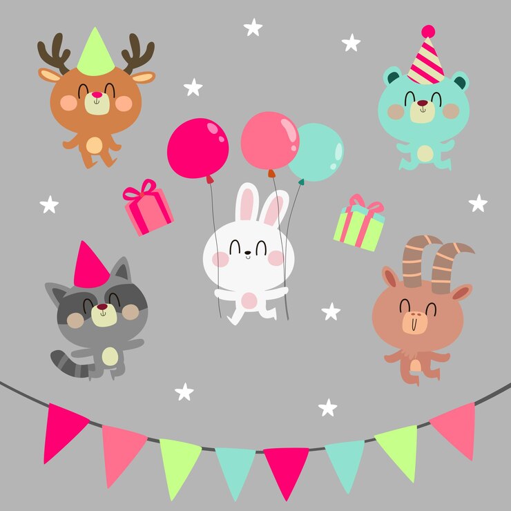 Festa animal da floresta em design plano