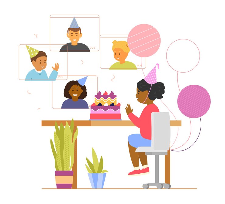 Vetor festa de aniversário infantil online