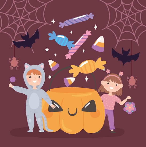 festa de halloween para crianças e doces