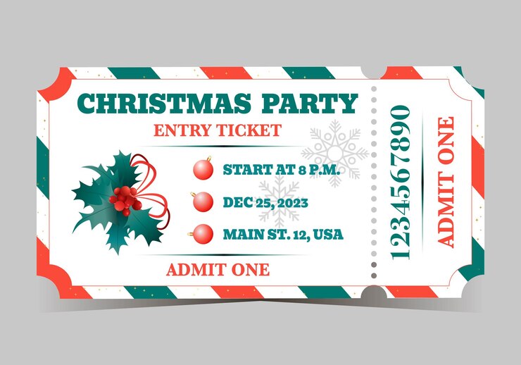 Vetor festa de natal modelo de bilhete colorido para admitir um