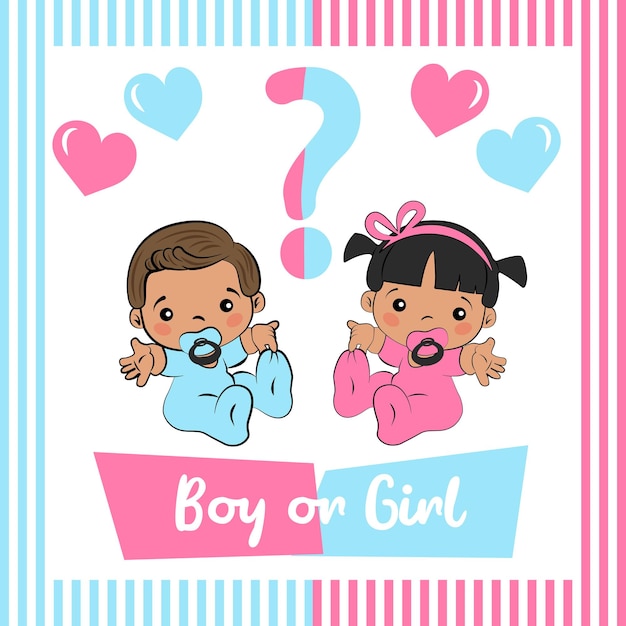 Festa de revelação do webgender. celebração do chá de bebê. menino ou menina? azul ou rosa? ilustração vetorial