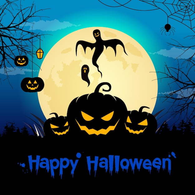 Festa horrível de Halloween em uma noite assustadora