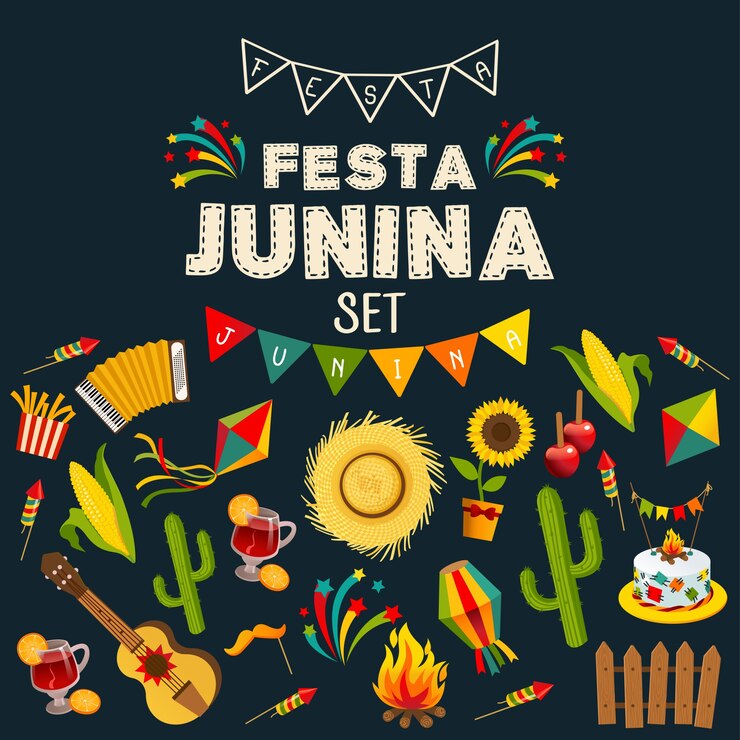 Vetor festa junina background com quadro decorativo consistindo de símbolo de celebração tradicional