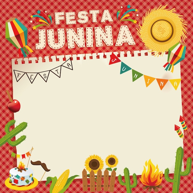 Vetor festa junina - festival do brasil de junho. cartaz retro de férias folclóricas