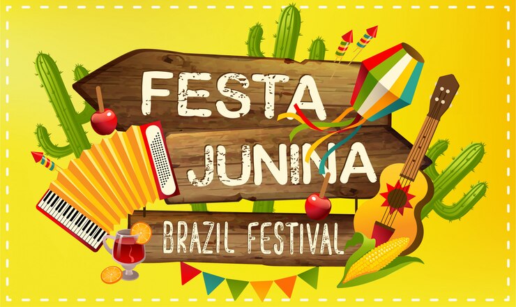 Festa junina ilustração tradicional brasil Junho festa festival. Feriado latino-americano.