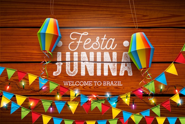 Vetor festa junina tradicional brasil junho festival design