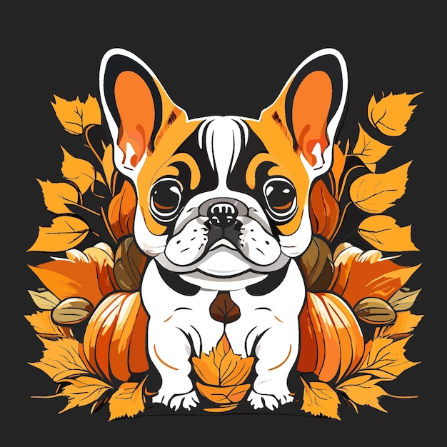 Festas de outono com design de camiseta de buldogue francês