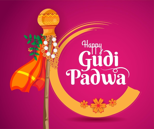 festival cultural hindu de ano novo gudi padwa celebração de design tradicional vetor