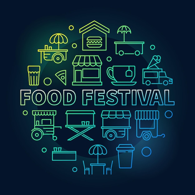 Festival de comida colorida vector ilustração linear ou sinal
