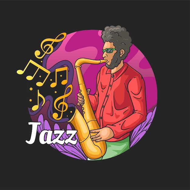 Festival de jogador de música jazz colorido