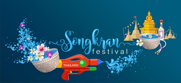 Festival de songkran, conceito de viagem na tailândia - os lugares mais bonitos para visitar na tailândia em estilo simples. (tradução tailandesa: songkran)