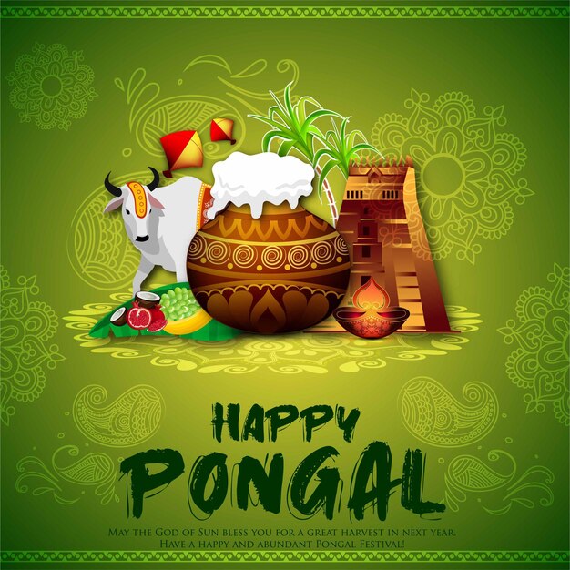 Festival do sul da índia pongal background template design vector ilustração feliz pongal feriado har