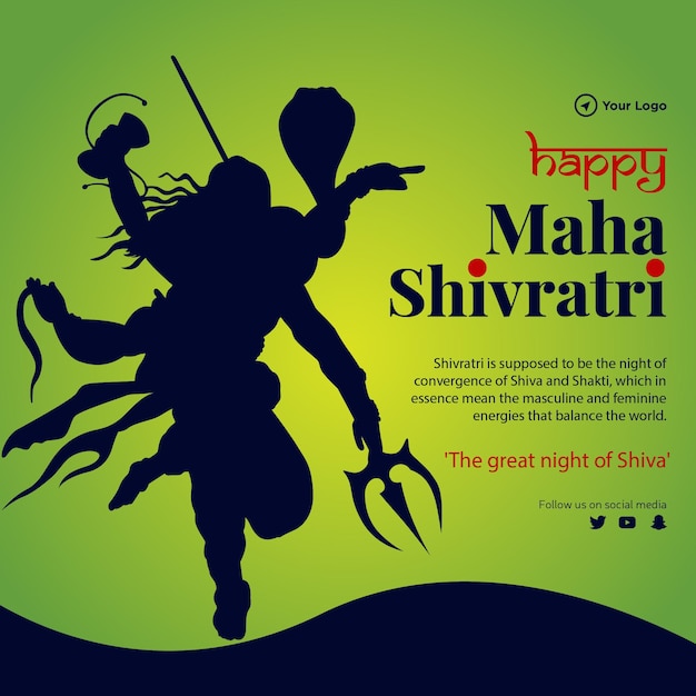 Festival hindu feliz Maha Shivratri a grande noite de modelo de design de banner de Shiva
