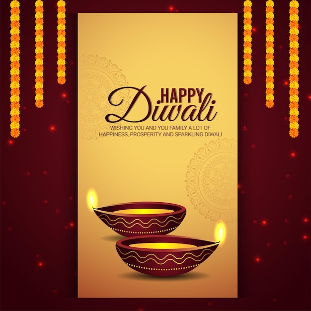 Vetor festival indiano feliz festival de diwali cartão de celebração da luz