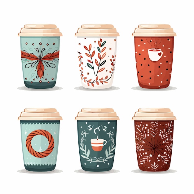 Vetor festive_christmas_paper_coffee_cups