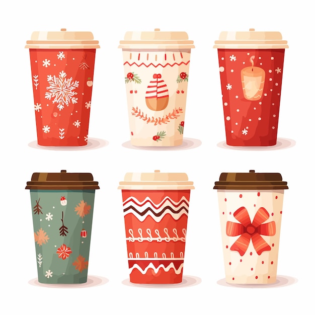 Vetor festive_christmas_paper_coffee_cups